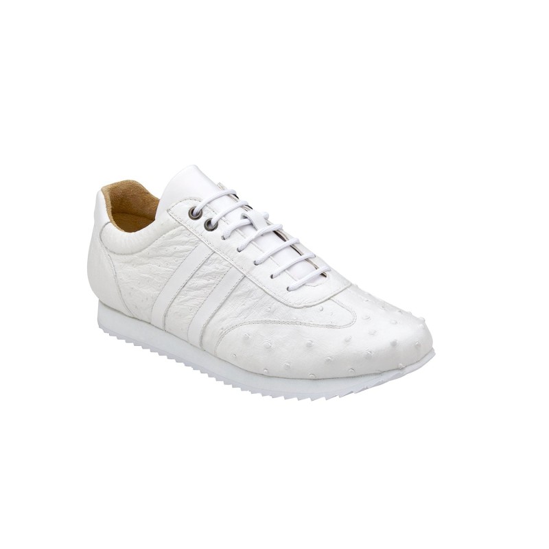 Belvedere 6004 Parker Designer Shoes Men's White Genuine Ostrich / Calf-skin Leather Sneakers (bv3038) (2)