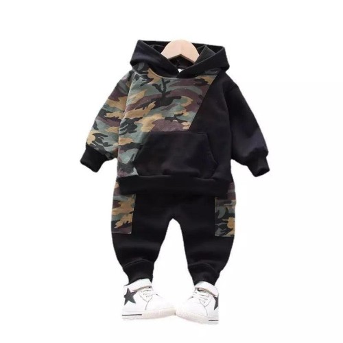 Boys Camouflage Hooded Long Sleeve Tracksuit