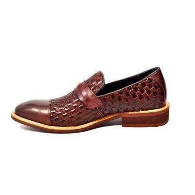 British Walkers Azure Men's Brown Woven Leather Slip On Dress Shoes (4)