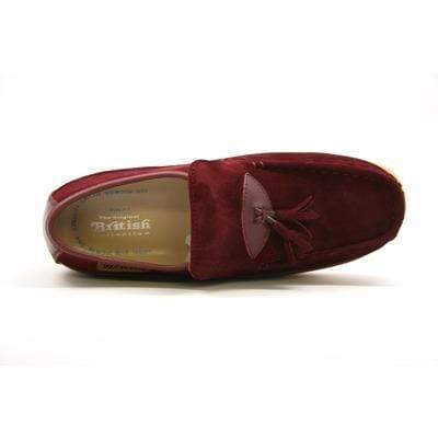 British Walkers King Men's Old School Burgundy Suede Slip On Shoes (5)