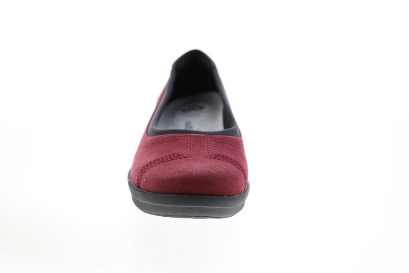 Clarks Ayla Low 26137783 Womens Burgundy Canvas Slip On Ballet Flats Shoes (3)