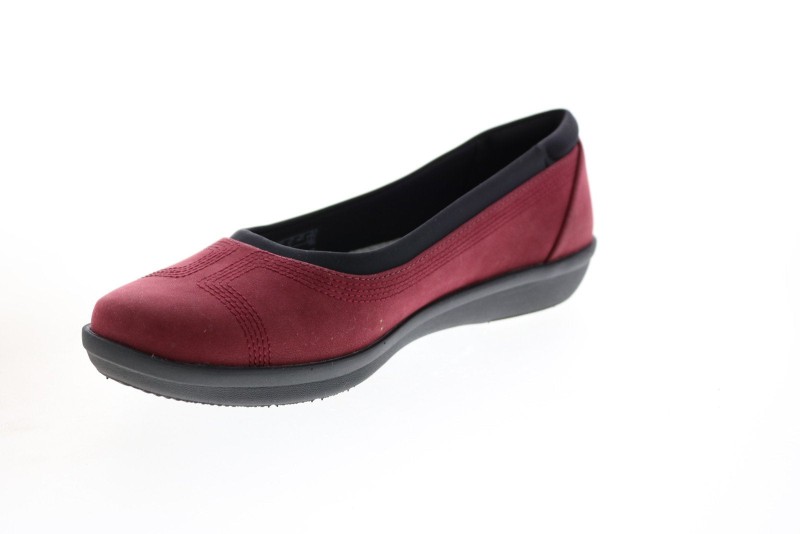 Clarks Ayla Low 26137783 Womens Burgundy Canvas Slip On Ballet Flats Shoes (4)