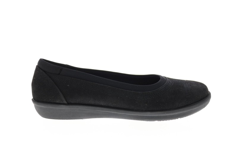 Clarks Ayla Low 26137787 Womens Black Leather Slip On Ballet Flats Shoes (2)