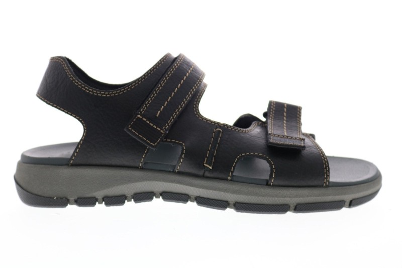 Clarks Brixby Shore 26131545 Mens Black Leather Sport Sandals Shoes (2)