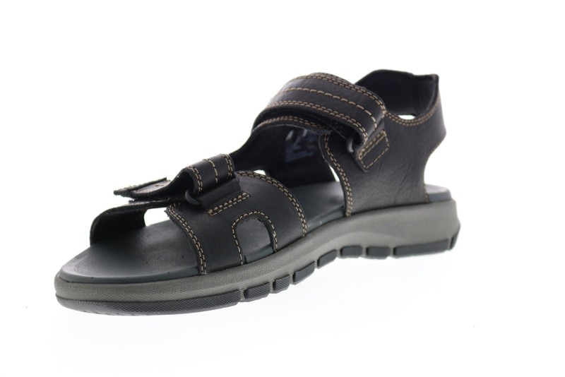 Clarks Brixby Shore 26131545 Mens Black Leather Sport Sandals Shoes (4)