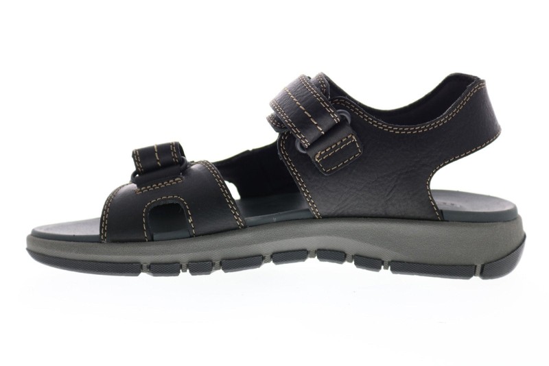 Clarks Brixby Shore 26131545 Mens Black Leather Sport Sandals Shoes (5)