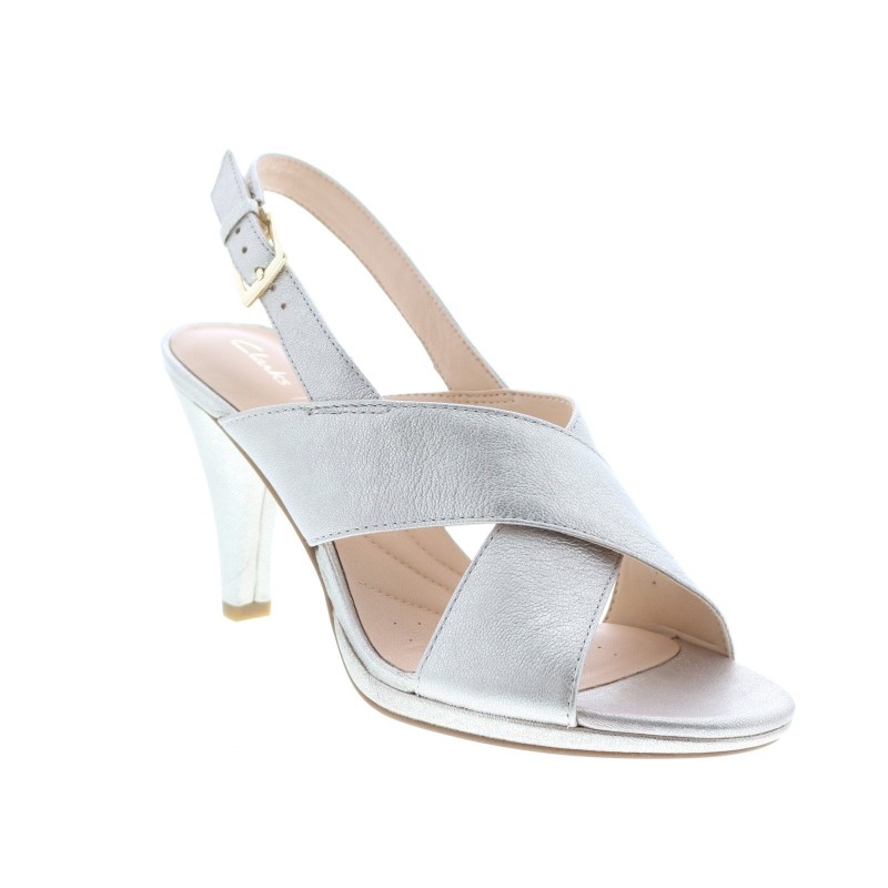 Clarks Dalia Lotus 26138863 Womens Gray Leather Pumps Heels Shoes