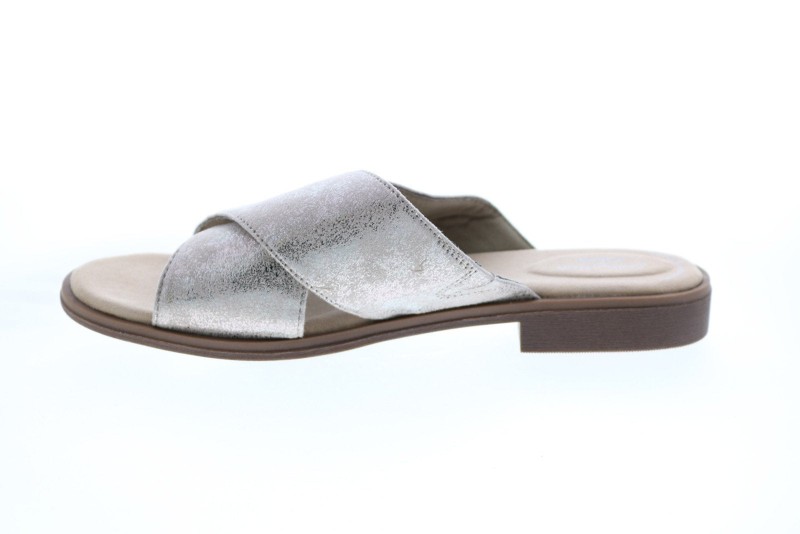 Clarks Declan Ivy Metallic 26150054 Womens Gray Canvas Slides Sandals Shoes (5)