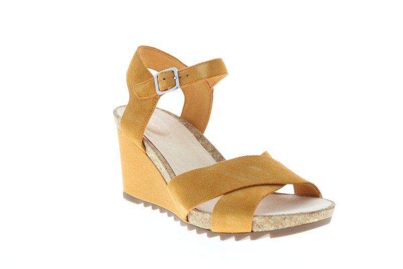 Clarks Flex Sun Wide Suede 26150434 Womens Yellow Wide Wedges Heels Shoes
