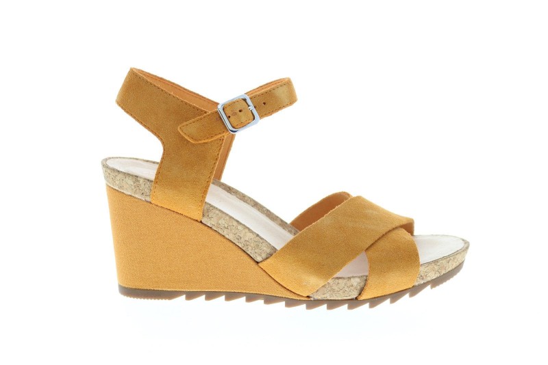 Clarks Flex Sun Wide Suede 26150434 Womens Yellow Wide Wedges Heels Shoes (2)