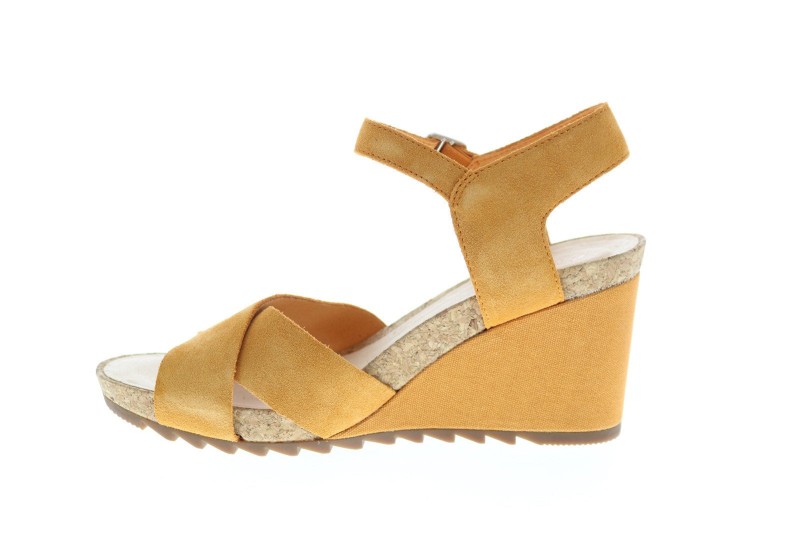 Clarks Flex Sun Wide Suede 26150434 Womens Yellow Wide Wedges Heels Shoes (5)