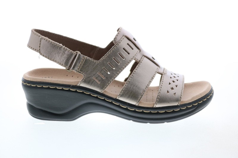 Clarks Lexi Qwin 26146493 Womens Gray Wide Leather Strap Sport Sandals Shoes (2)