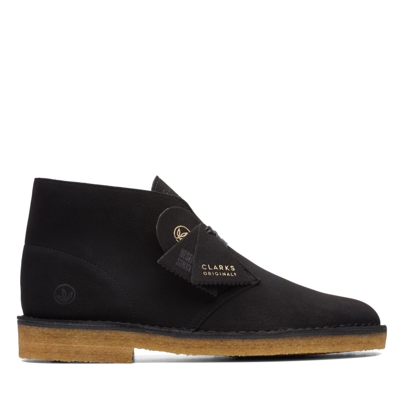 Clarks Mens Desert Boot Black Vegan