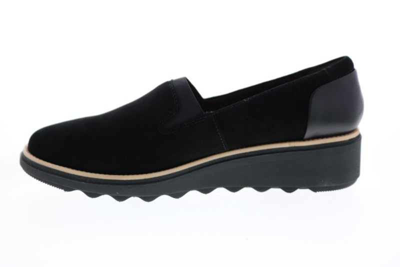 Clarks Sharon Dolly 26136359 Womens Black Suede Slip On Loafer Flats Shoes (5)