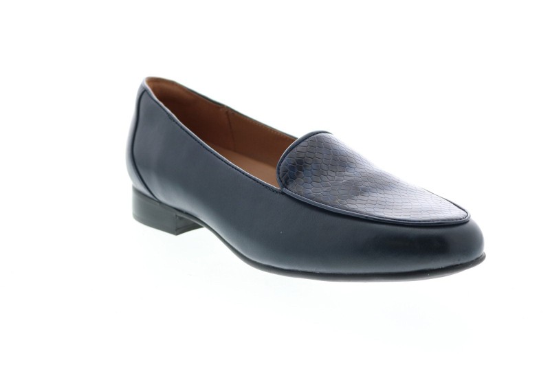 Clarks Un Blush Ease 26148107 Womens Blue Leather Loafer Flats Shoes