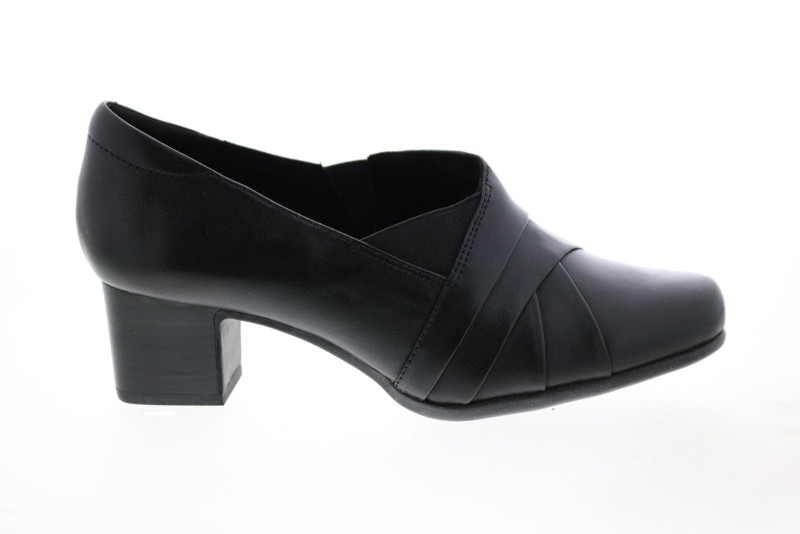 Clarks Un Damson Adele 26146981 Womens Black Wide Leather Pumps Heels Shoes (2)