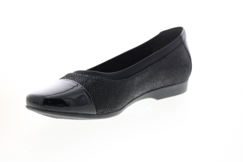Clarks Un Darcey Cap 26144963 Womens Black Suede Ballet Flats Shoes (4)
