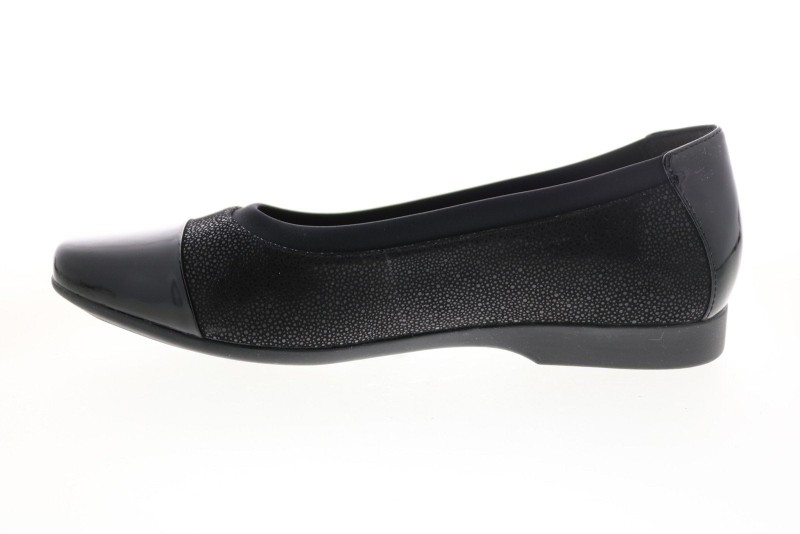 Clarks Un Darcey Cap 26144963 Womens Black Suede Ballet Flats Shoes (5)