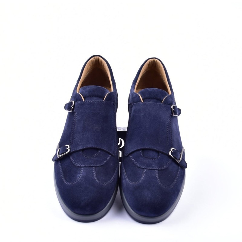 Corrente C001501 6000 Men's Shoes Navy Suede Leather Monk-straps Sneakers (crt1276)
