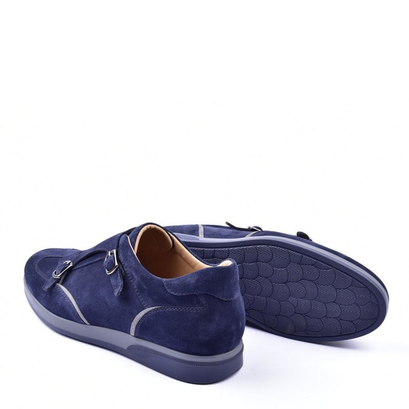 Corrente C001501 6000 Men's Shoes Navy Suede Leather Monk-straps Sneakers (crt1276) (2)