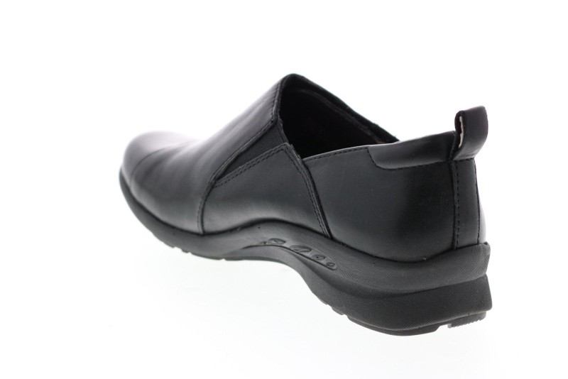 Earth Amity Soft Leather Slip On Womens Black Wide Loafer Slippers Shoes (2)