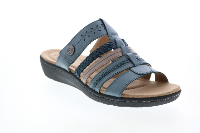 Earth Origins Hayward Hollie Womens Blue Leather Strap Sandals Shoes