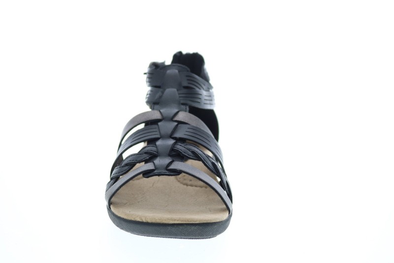 Earth Origins Nicole Womens Black Wide Leather Strap Gladiator Sandals Shoes (3)