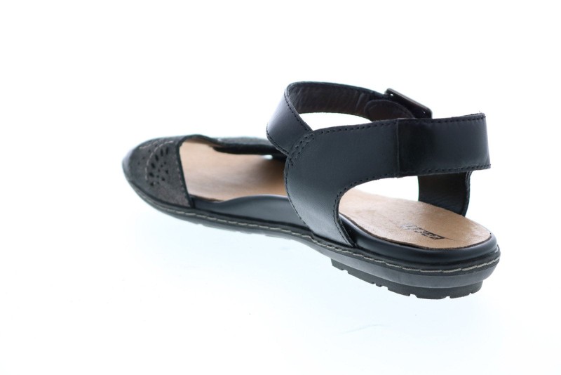 Earth Star Star-pew Womens Black Leather Hook & Loop Slingback Sandals Shoes (2)