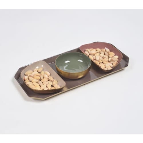 Enamelled Iron Dry Fruit Dishes And Tray Set