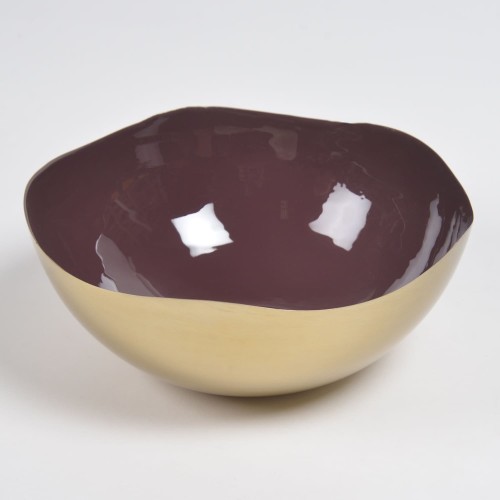Enamelled Iron Umber & Ivory Bowls (set Of 2)
