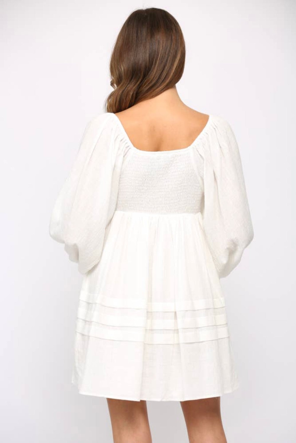 White Lace Puff Sleeve Dress (3)