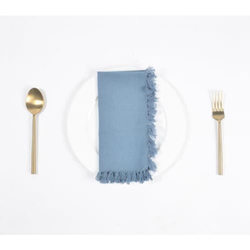 Fringe Borders Teal Napkins (set Of 4)