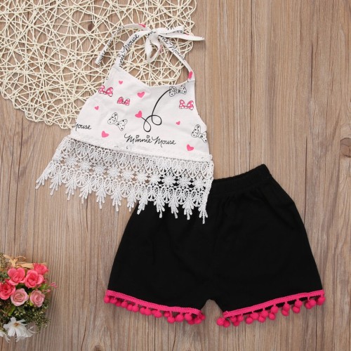 Girls Summer Backless Top Short Outfit