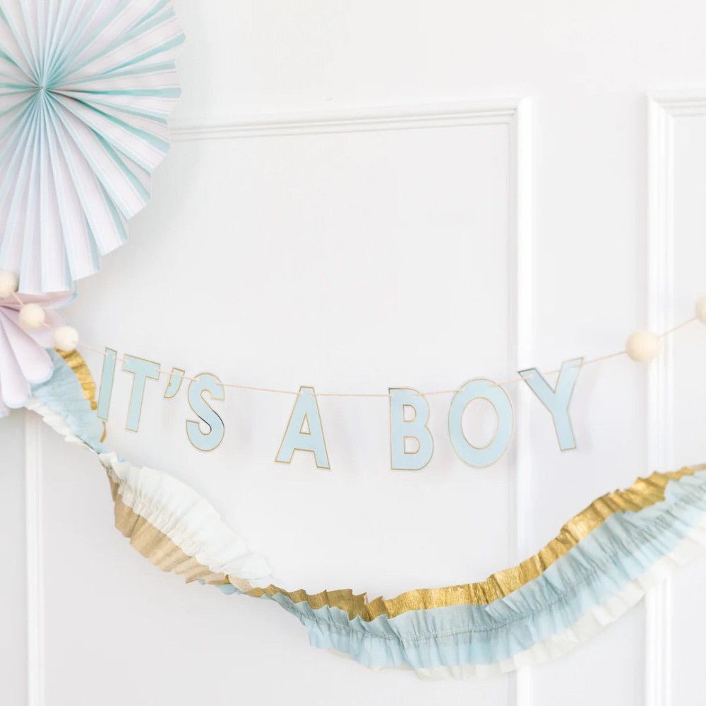 Baby Blue/gold Crepe Banner The Good Boutique