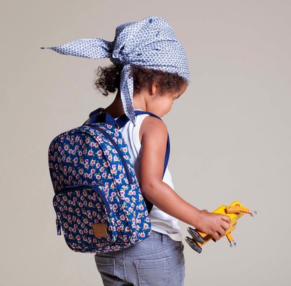 Mini Backpack: Navy Floral (2)