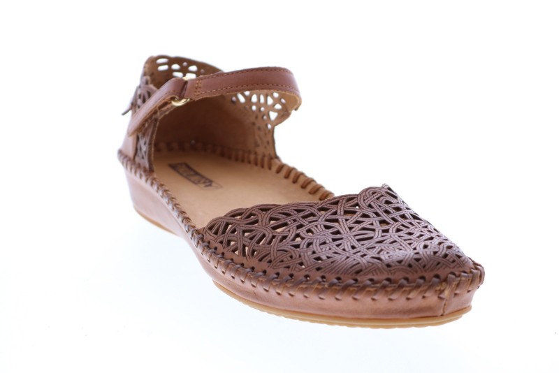 Pikolinos Puerto Vallarta 655-1532 Womens Brown Leather Strap Ballet Flats Shoes