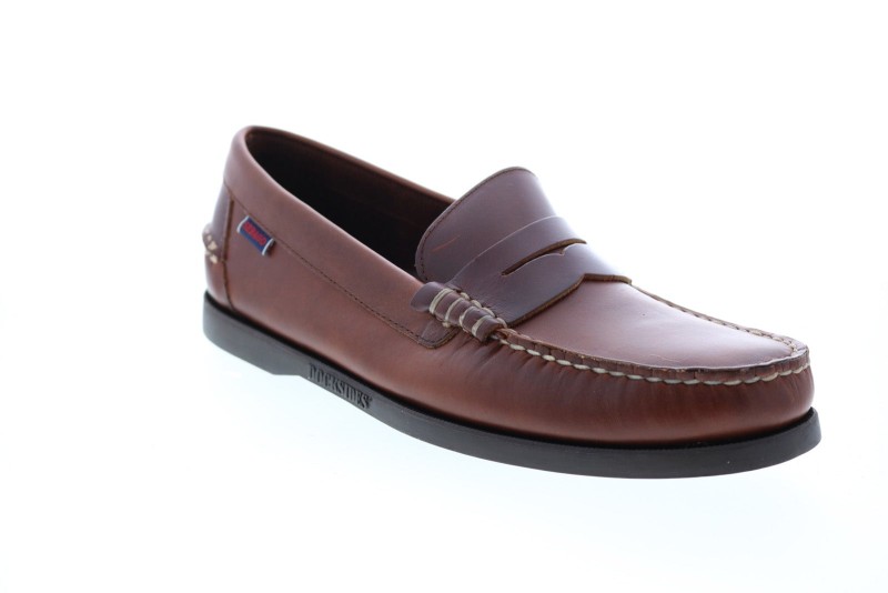 Sebago Dan Boat 7111mww Mens Brown Leather Loafers & Slip Ons Penny Shoes