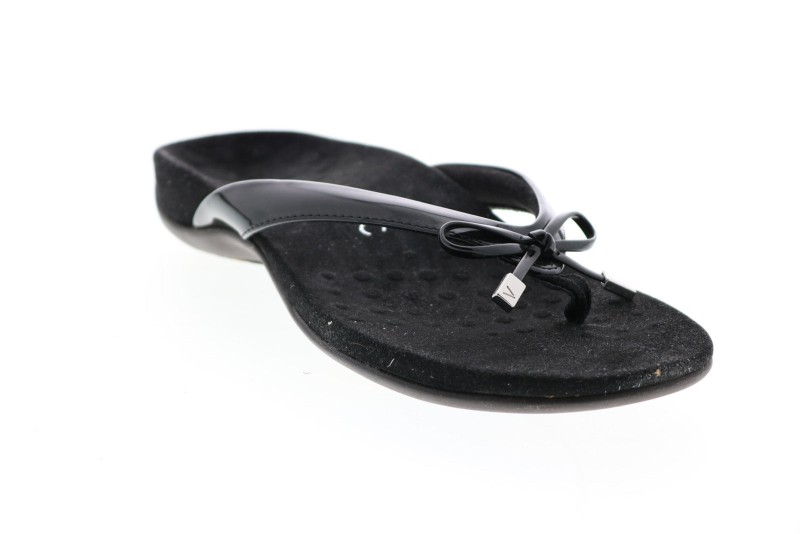 Vionic Bella Ii Toe Post Bow 10000435-blk Womens Black Flip-flops Sandals Shoes