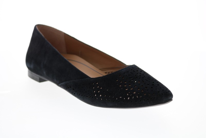 Vionic Carmela Perf Sde 10011088-blk Womens Black Suede Slip On Ballet Flats Shoes